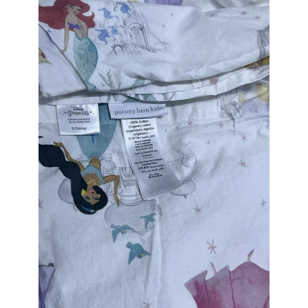 Pottery Barn Kids Organic Disney Princess Art of Mary Blair Twin Flat Sheet